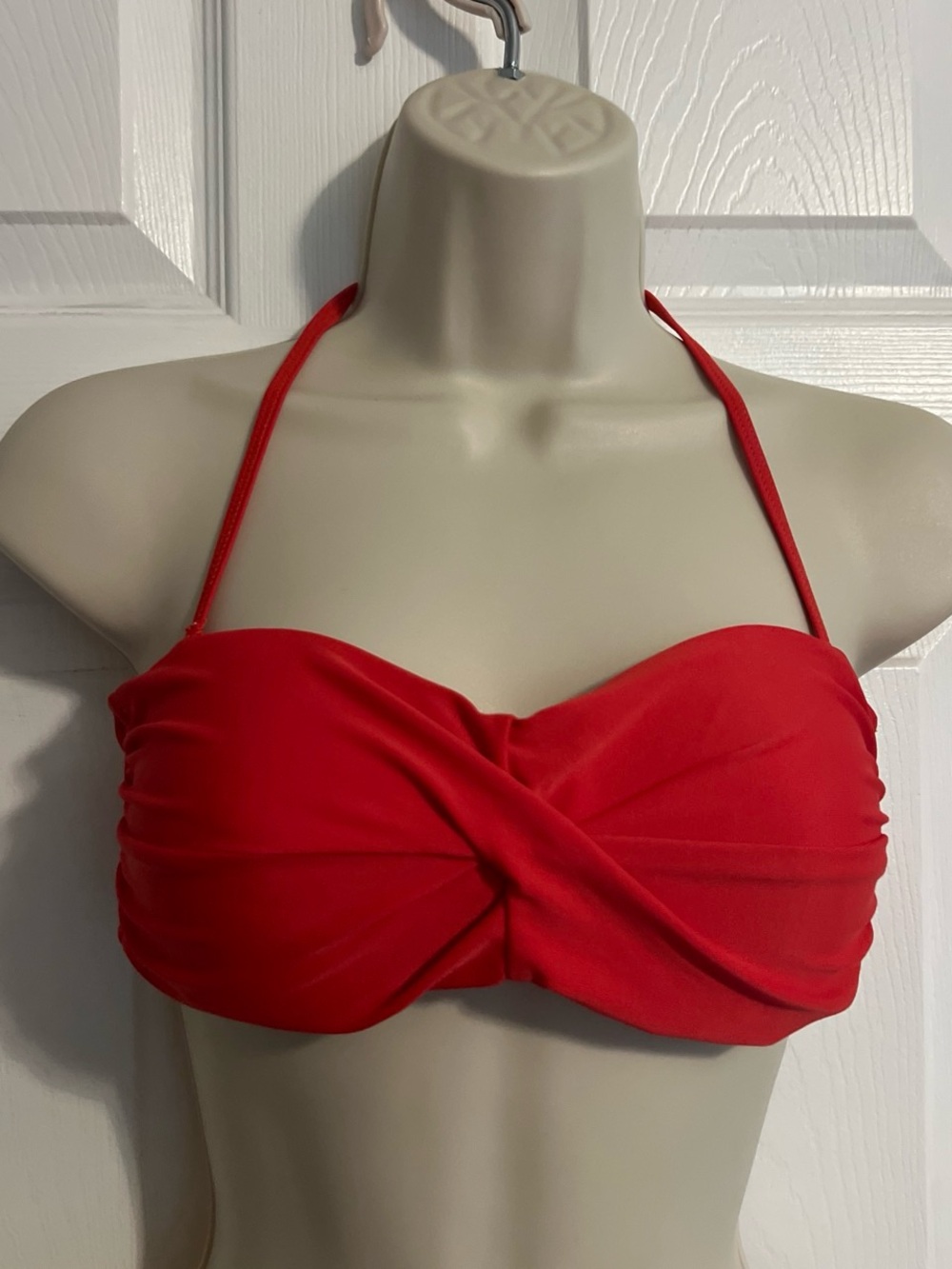 Red Twist-Front Bandeau Swim Top - Women